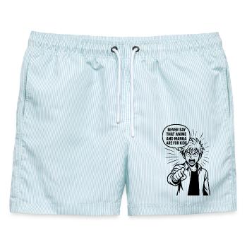 Anime-Manga Otaku - Männer Badeshorts - hellblau gestreift - Vorne - AI Model Male 178 light (178cm)