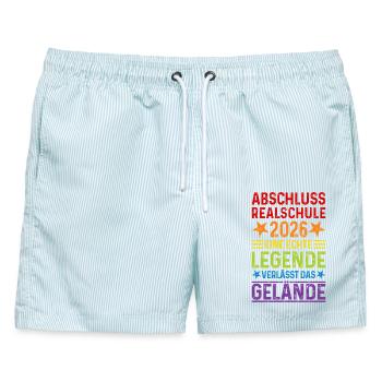 Abschluss 2026 Realschule - Männer Badeshorts - hellblau gestreift - Vorne - AI Model Male 178 light (178cm)