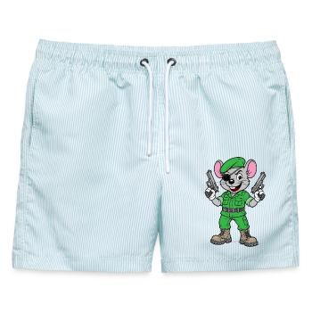 Bewaffneter Maus-Ranger - Männer Badeshorts - hellblau gestreift - Vorne - AI Model Male 178 light (178cm)