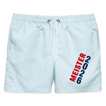 Meister 2026 Meisterschaft - Männer Badeshorts - hellblau gestreift - Vorne - AI Model Male 178 light (178cm)