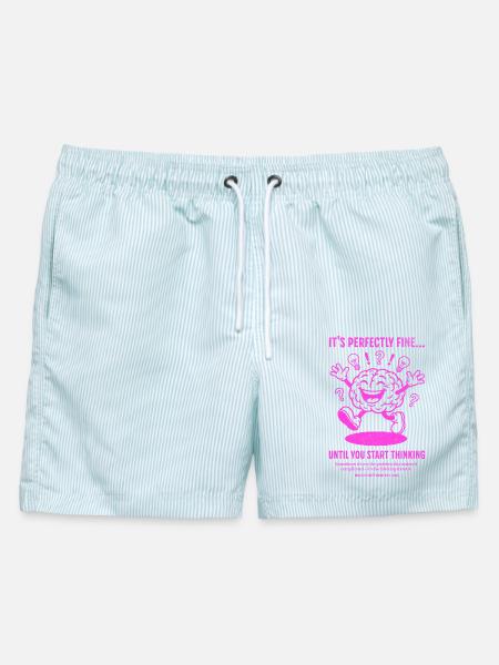 Neon-Gehirn Denkscherz - Männer Badeshorts - hellblau gestreift