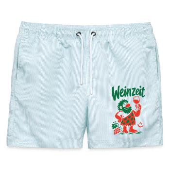 Weinzeit Weinliebhaber Rotwein Weinglas - Männer Badeshorts - hellblau gestreift - Vorne - AI Model Male 178 light (178cm)