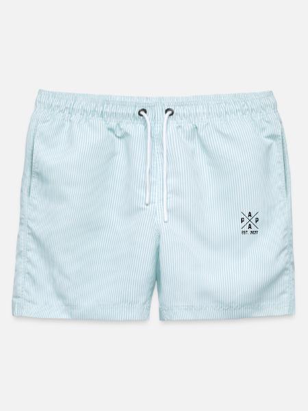 Papa Est 2027 - Männer Badeshorts - hellblau gestreift