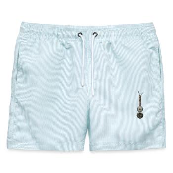 Steckdose vintage - Männer Badeshorts - hellblau gestreift - Vorne - AI Model Male 178 light (178cm)