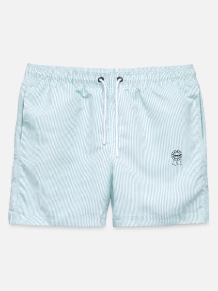 Bester Erzieher - Männer Badeshorts - hellblau gestreift