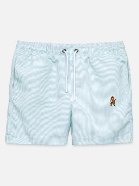 Capybara Feuerwehrmann - Männer Badeshorts - hellblau gestreift