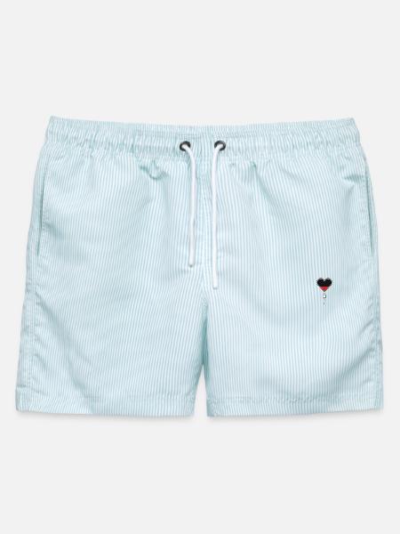 Herz ausgelaugt - Männer Badeshorts - hellblau gestreift
