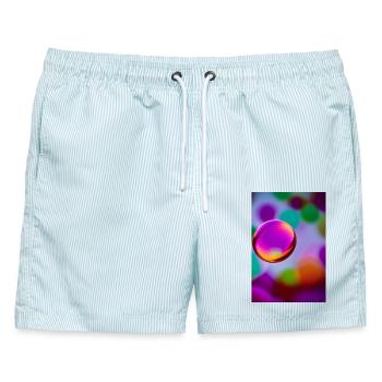 Seifenblase - Männer Badeshorts - hellblau gestreift - Vorne - AI Model Male 178 light (178cm)