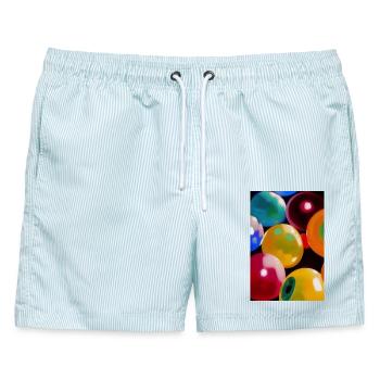 Bunte Bälle Blasen - Männer Badeshorts - hellblau gestreift - Vorne - AI Model Male 178 light (178cm)
