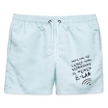 leider habe ich leider keinen elan - Männer Badeshorts - hellblau gestreift - Vorne - AI Model Male 178 light (178cm)