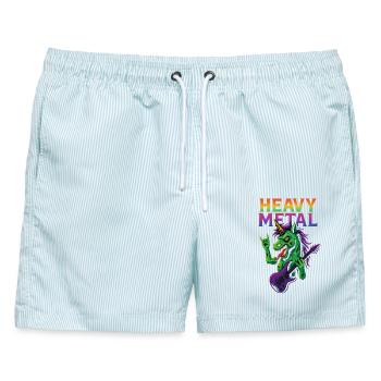 Heavy Metal Zombie Einhorn - Männer Badeshorts - hellblau gestreift - Vorne - AI Model Male 178 light (178cm)