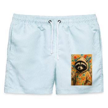 Urban Splash Raccoon - Männer Badeshorts - hellblau gestreift - Vorne - AI Model Male 178 light (178cm)