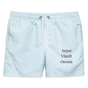 Amor - Männer Badeshorts - hellblau gestreift - Vorne - AI Model Male 178 light (178cm)