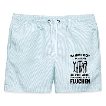 Ich werde nicht jammern aber ganze Zeit fluchen - Männer Badeshorts - hellblau gestreift - Vorne - AI Model Male 178 light (178cm)