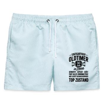 30 Jahre im Dienst Jubiläum - Männer Badeshorts - hellblau gestreift - Vorne - AI Model Male 178 light (178cm)