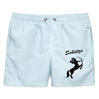 Schütze - Männer Badeshorts - hellblau gestreift - Vorne - AI Model Male 178 light (178cm)