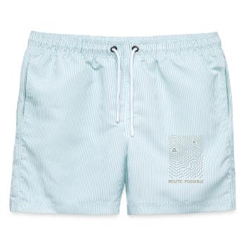 Route Possible – Topografisches Outdoor-Design - Männer Badeshorts - hellblau gestreift - Vorne - AI Model Male 178 light (178cm)