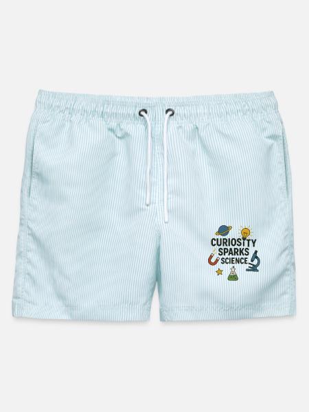 Neugier entfacht die Wissenschaft - Männer Badeshorts - hellblau gestreift