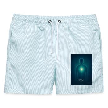 Words from the Silence - Männer Badeshorts - hellblau gestreift - Vorne - AI Model Male 178 light (178cm)