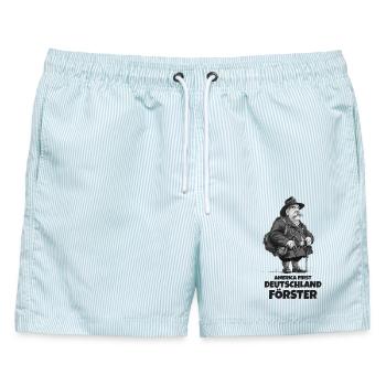 Deutschland Förster Lustiger Spruch - Männer Badeshorts - hellblau gestreift - Vorne - AI Model Male 178 light (178cm)