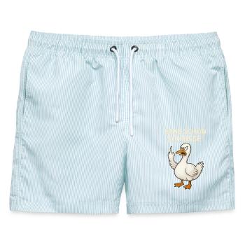 Gans Schön Scheiße - Männer Badeshorts - hellblau gestreift - Vorne - AI Model Male 178 light (178cm)