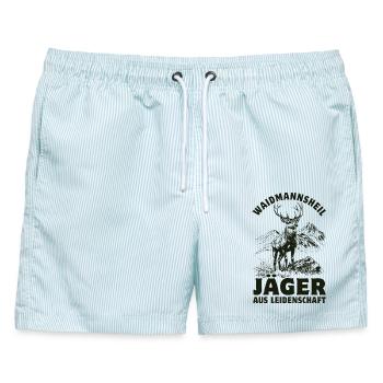 Waidmannsheil - Jäger aus Leidenschaft - Männer Badeshorts - hellblau gestreift - Vorne - AI Model Male 178 light (178cm)