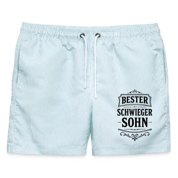 Bester Schwiegersohn Geschenk Weihnachten - Männer Badeshorts - hellblau gestreift - Vorne - AI Model Male 178 light (178cm)