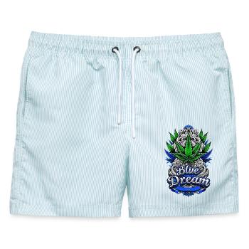 Blue Dream - Männer Badeshorts - hellblau gestreift - Vorne - AI Model Male 178 light (178cm)