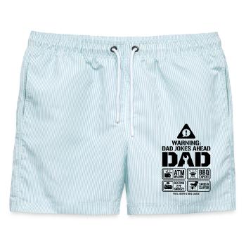 Warning Dad Jokes Ahead Vater - Männer Badeshorts - hellblau gestreift - Vorne - AI Model Male 178 light (178cm)