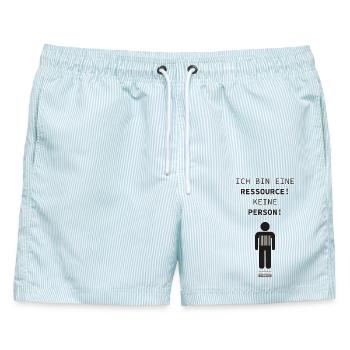 Ich bin eine Ressource, keine Person! - Männer Badeshorts - hellblau gestreift - Vorne - AI Model Male 178 light (178cm)