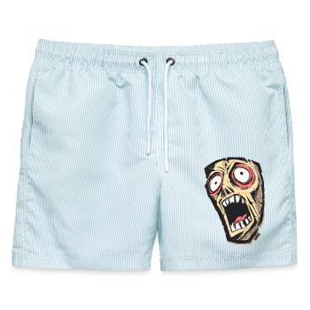 Psychedelischer Schreiender Schädel - Männer Badeshorts - hellblau gestreift - Vorne - AI Model Male 178 light (178cm)