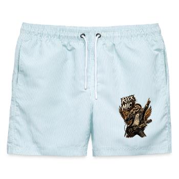 Rock the Mic Skeleton Rocker - Männer Badeshorts - hellblau gestreift - Vorne - AI Model Male 178 light (178cm)