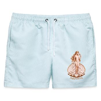 Aphrodite Göttin Muschel Mythologie Kunst - Männer Badeshorts - hellblau gestreift - Vorne - AI Model Male 178 light (178cm)