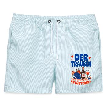 Wein Der Traubenflüsterer Weinkenner - Männer Badeshorts - hellblau gestreift - Vorne - AI Model Male 178 light (178cm)