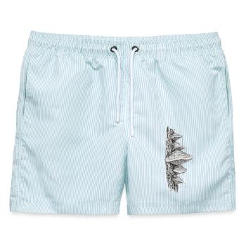 Bracket Study Blueprint Abschlag - Männer Badeshorts - hellblau gestreift - Vorne - AI Model Male 178 light (178cm)