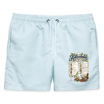 Kohlrouladen Rezept T-Shirt Design - Männer Badeshorts - hellblau gestreift - Vorne - AI Model Male 178 light (178cm)