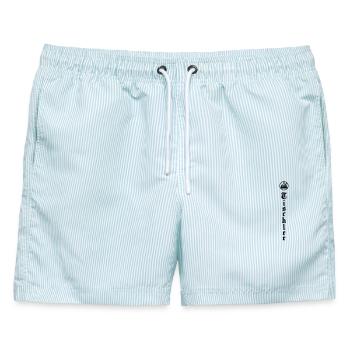Tischler traditionelles Symbol vertikaler Schrift - Männer Badeshorts - hellblau gestreift - Vorne - AI Model Male 178 light (178cm)