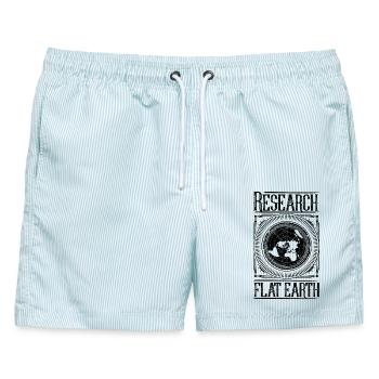 Flache Erde - Research Flat Earth - Männer Badeshorts - hellblau gestreift - Vorne - AI Model Male 178 light (178cm)