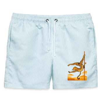 Pole Dance Leopardin Poledancerin Geschenk - Männer Badeshorts - hellblau gestreift - Vorne - AI Model Male 178 light (178cm)