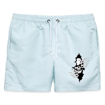 Der Tear - Männer Badeshorts - hellblau gestreift - Vorne - AI Model Male 178 light (178cm)