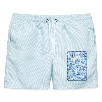 Dirt Nerd Organic Gardening Pflanzen Ernte - Männer Badeshorts - hellblau gestreift - Vorne - AI Model Male 178 light (178cm)