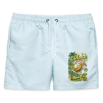 Wein Ich Komm Aus'm Weinland-Pfalz - Männer Badeshorts - hellblau gestreift - Vorne - AI Model Male 178 light (178cm)