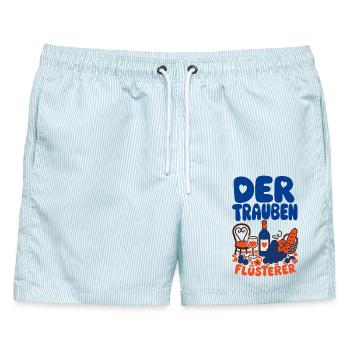 Wein Der Trauben Flüsterer Rotwein - Männer Badeshorts - hellblau gestreift - Vorne - AI Model Male 178 light (178cm)