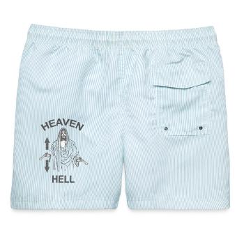 Heaven Or Hell Religious Symbol Art Design - Männer Badeshorts - hellblau gestreift - Hinten - AI Model Male 178 light (178cm)