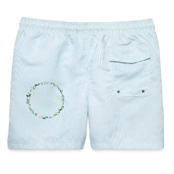 springendes Rentier - Männer Badeshorts - hellblau gestreift - Hinten - AI Model Male 178 light (178cm)