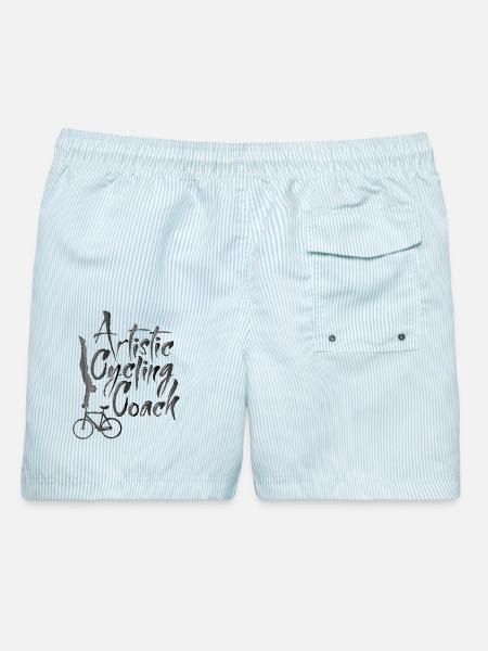 Kunstrad, Kunstradfahren, Hallenradsport, Coach - Männer Badeshorts - hellblau gestreift