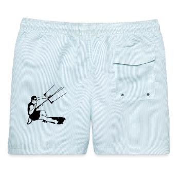 Kitesurfer - Männer Badeshorts - hellblau gestreift - Hinten - AI Model Male 178 light (178cm)