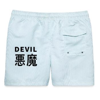 Devil's Kajni - Männer Badeshorts - hellblau gestreift - Hinten - AI Model Male 178 light (178cm)