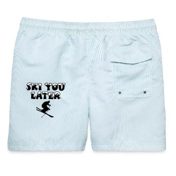Ski You Later Schi und Wintersport Design - Männer Badeshorts - hellblau gestreift - Hinten - AI Model Male 178 light (178cm)