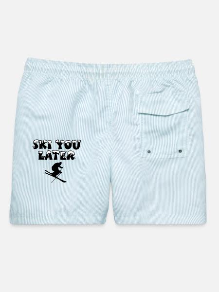 Ski You Later Schi und Wintersport Design - Männer Badeshorts - hellblau gestreift